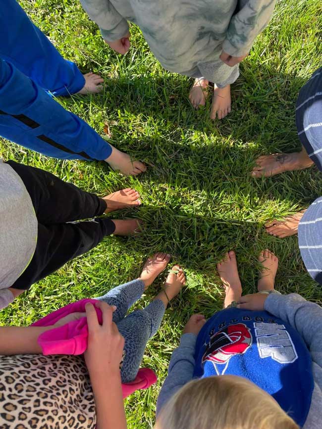 Barefoot kids learning